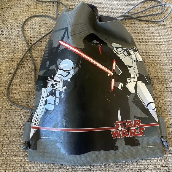 Disney Star Wars Drawstring Backpack School Sport Grey Gym Bag- GRAY - Picture 9 of 9